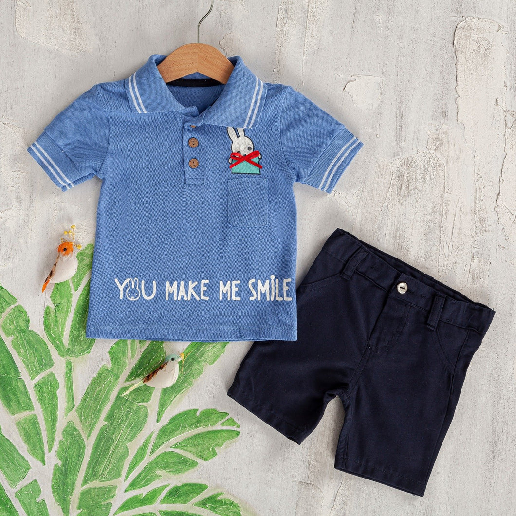 Baby Boy's Bunny Polo Shirt and Short Set