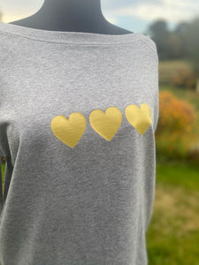 Ladies Gold Heart Design Jumper
