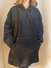Load image into Gallery viewer, Black Fleecy Hooded Blanket