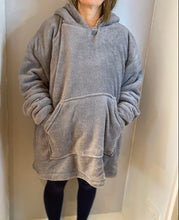 Load image into Gallery viewer, Charcoal Grey Fleecy Hooded Blanket