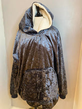 Load image into Gallery viewer, Grey Velvet Fleecy Hooded Blanket