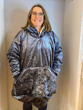 Load image into Gallery viewer, Grey Velvet Fleecy Hooded Blanket