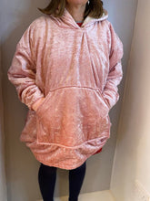 Load image into Gallery viewer, Pink Velvet Fleecy Hooded Blanket