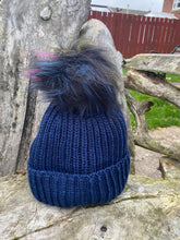 Load image into Gallery viewer, Ladies Knitted Hat with Faux Pom Pom
