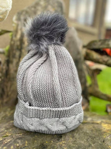 Cable Knitted Hats With PomPom