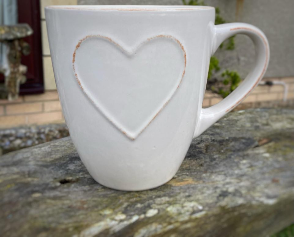 Heart Embossed Mug Cream