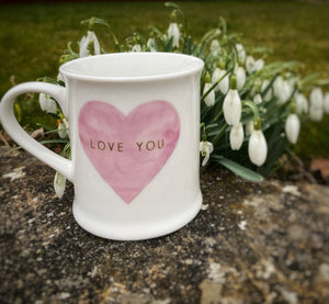 Love You Pastel Pink Heart Mug