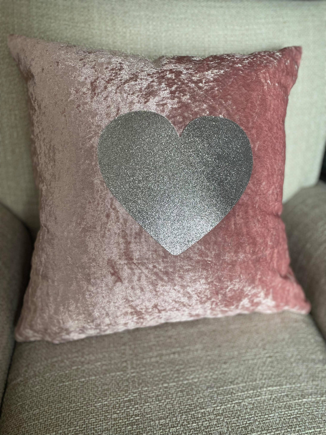 Pink Velvet Cushions With Heart Detail