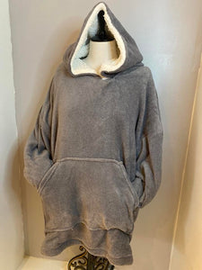 Charcoal Grey Fleecy Hooded Blanket