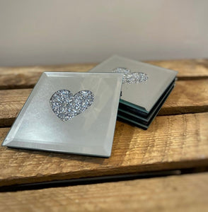 Crystal Heart Centred Coasters (Set of 4)