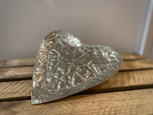 Silver Heart Plate With Embossing