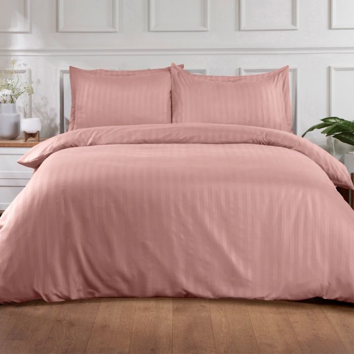 Pink Satin Stripe Duvet Cover Set