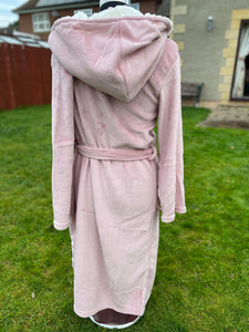 Pink Sherpa Fleece Hooded Dressing Gown