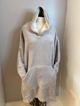Load image into Gallery viewer, Silver Grey Fleecy Hooded Blanket
